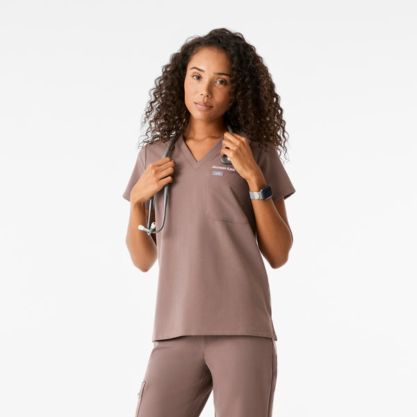 Women's Smokey Taupe Catarina Petite - Scrub Top™