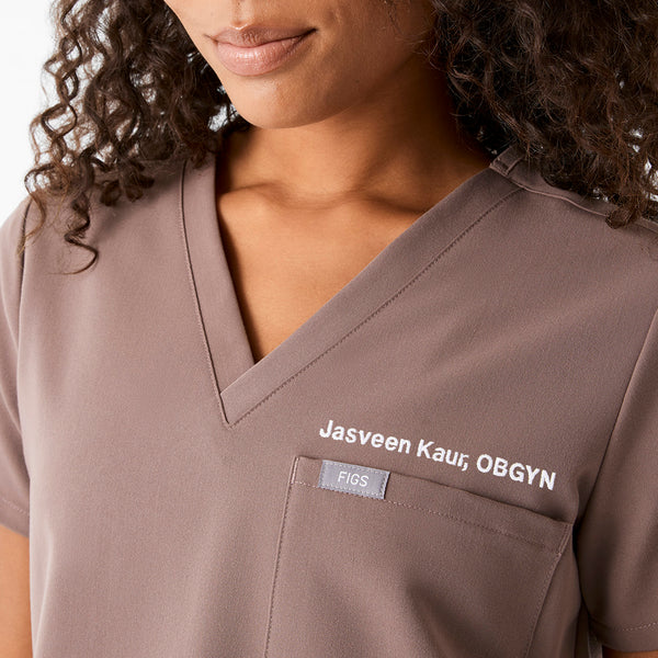 Women's Smokey Taupe Catarina Petite - Scrub Top™