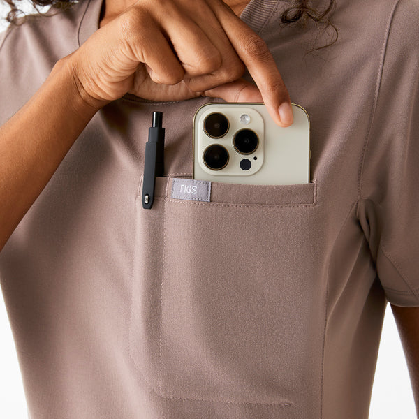Women's Smokey Taupe Eliza Slim - Scrub Top