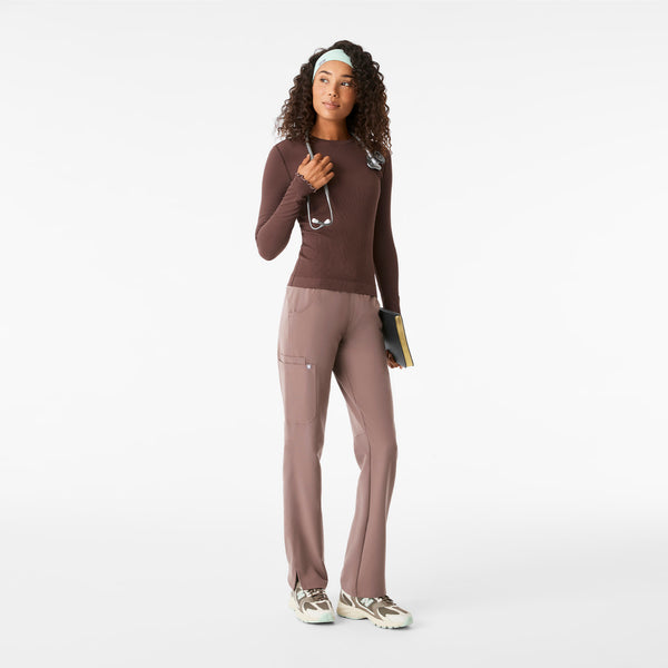 Women's Dark Smokey Taupe Lacey Ruffle - Long-Sleeve Underscrub