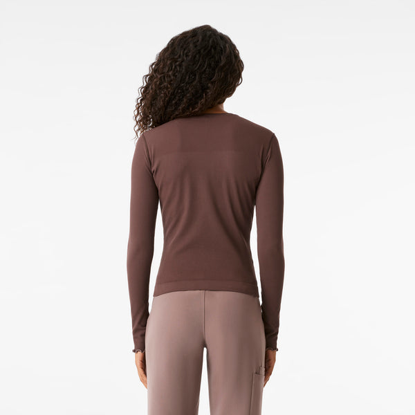 Women's Dark Smokey Taupe Lacey Ruffle - Long-Sleeve Underscrub