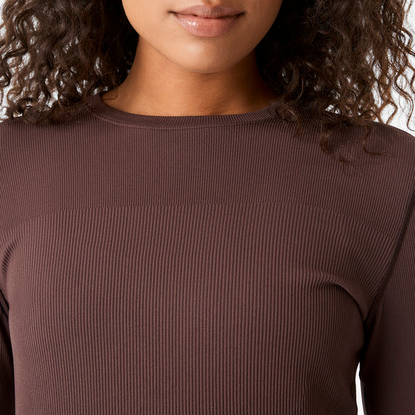 Women's Dark Smokey Taupe Lacey Ruffle - Long-Sleeve Underscrub