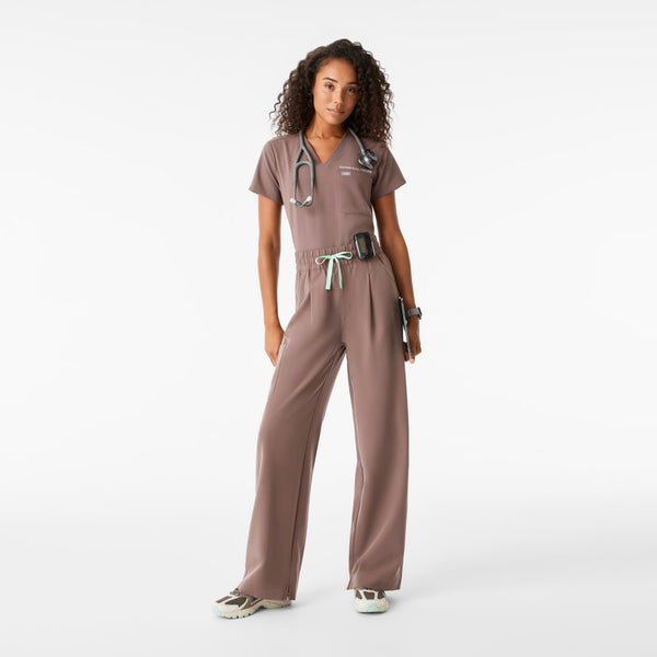 Women's Smokey Taupe Shelby Ultra-High-Rise Wide-Leg - Tall Scrub Pant