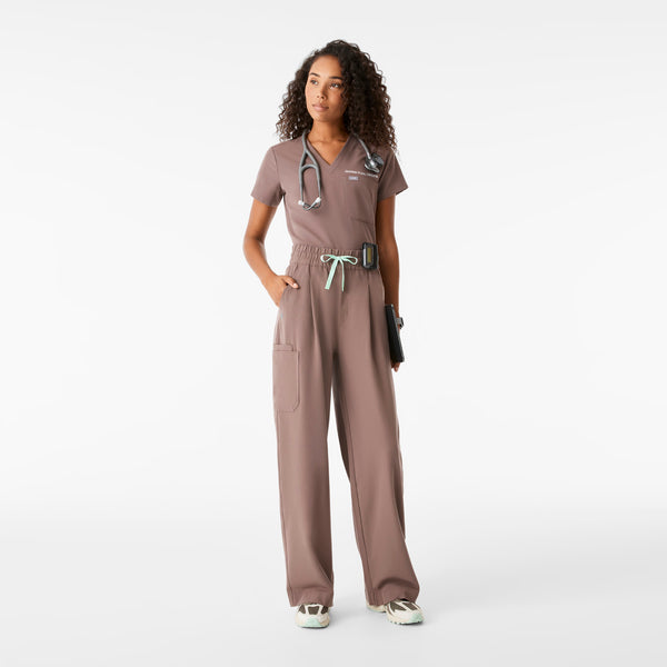 Women's Smokey Taupe Shelby Ultra-High-Rise Wide-Leg - Tall Scrub Pant