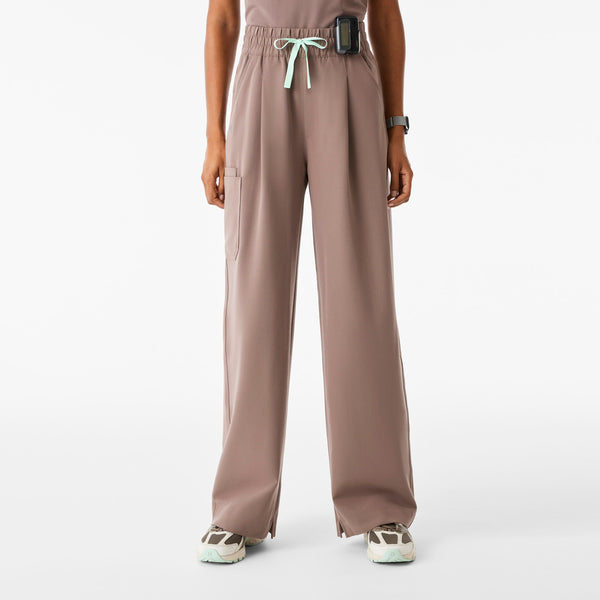 Women's Smokey Taupe Shelby Ultra-High-Rise Wide-Leg - Tall Scrub Pant