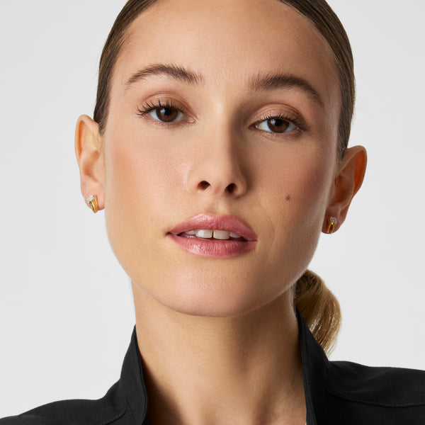 Gold Tooth With Cavity Pavé Stud Earrings