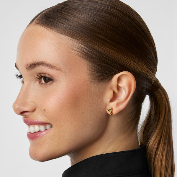 Gold Ultrasound Probe Pavé Stud Earrings