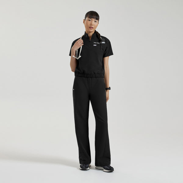 Women's Black Camrose FIBREx Mock-Neck Scrub Top