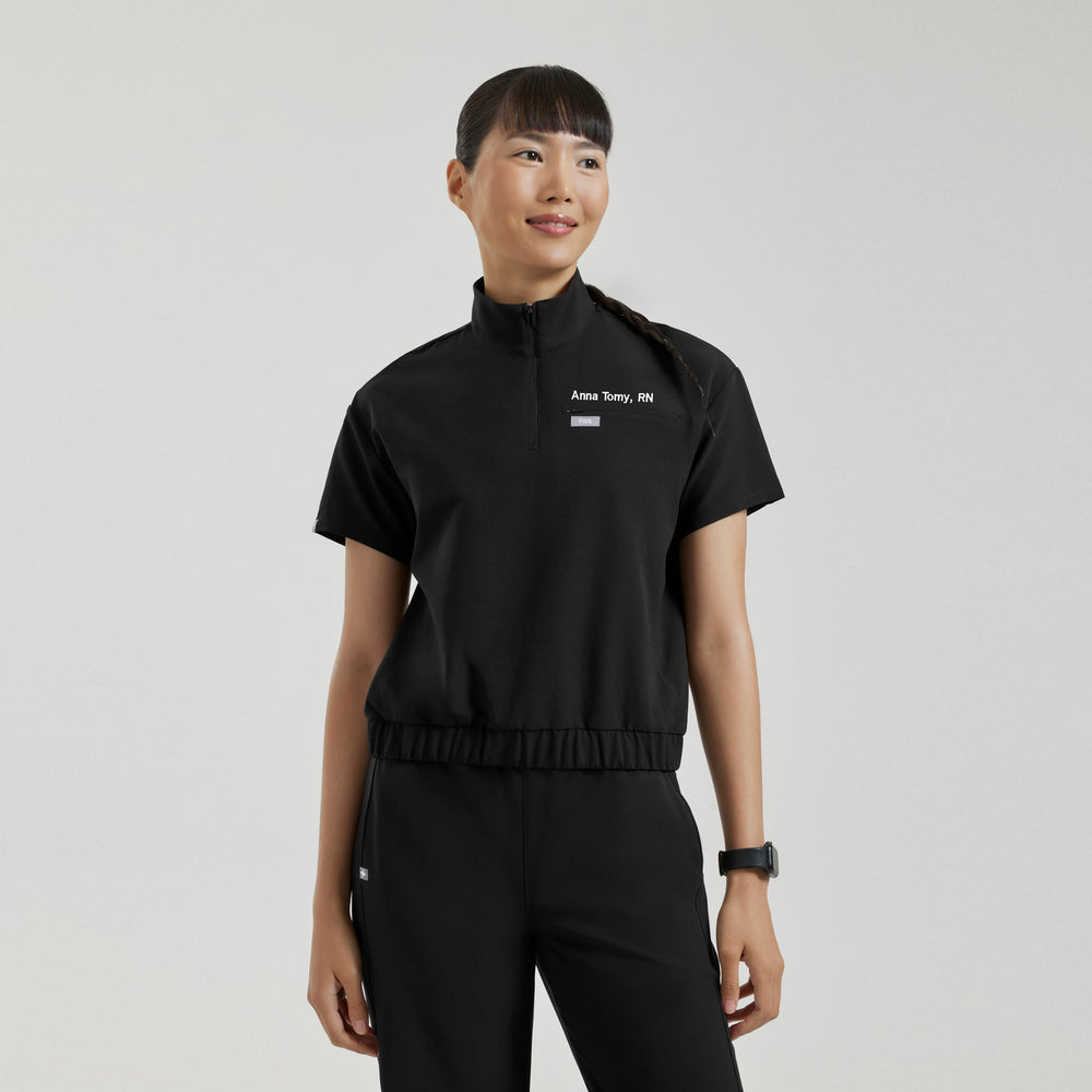 Women's Black Camrose FIBREx Mock-Neck Scrub Top