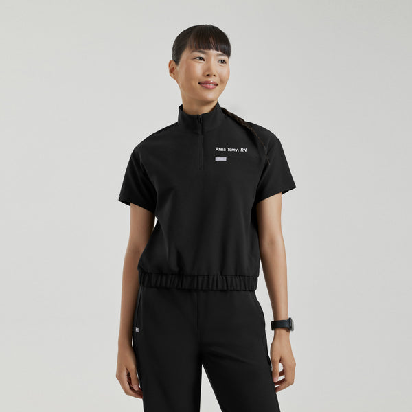 Women's Black Camrose FIBREx Mock-Neck Scrub Top