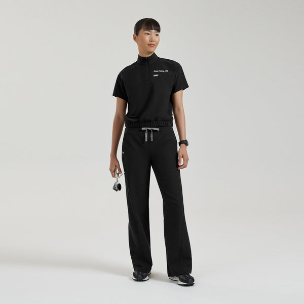 Women's Black Camrose FIBREx Mock-Neck Scrub Top