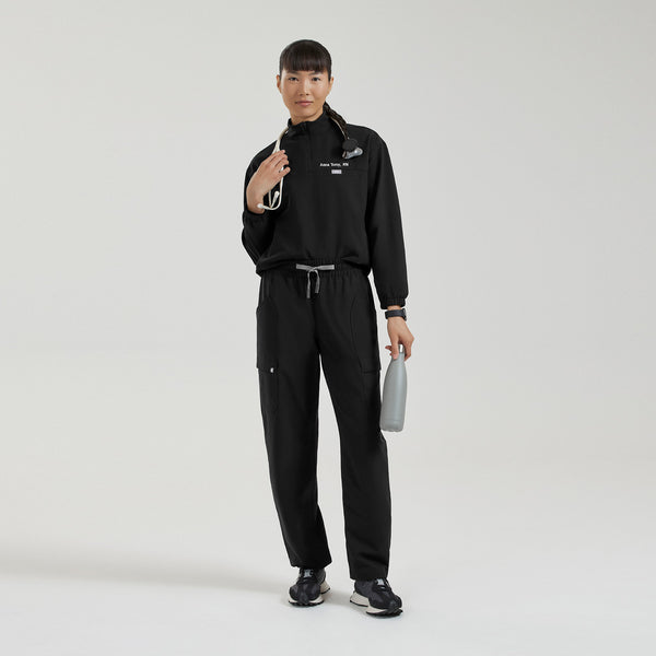 Women's Black Jenner FIBREx Barrel-Leg - Petite Scrub Pant