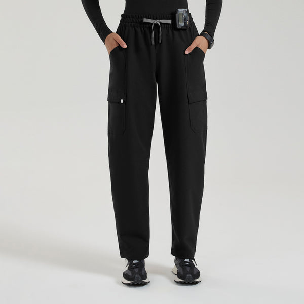 Women's Black Jenner FIBREx Barrel-Leg - Petite Scrub Pant