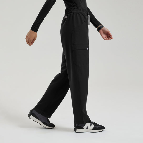 Women's Black Jenner FIBREx Barrel-Leg - Petite Scrub Pant