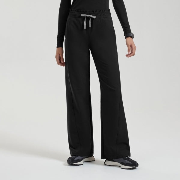 Women's Black Mina FIBREx High-Rise Wide-Leg - Scrub Pant
