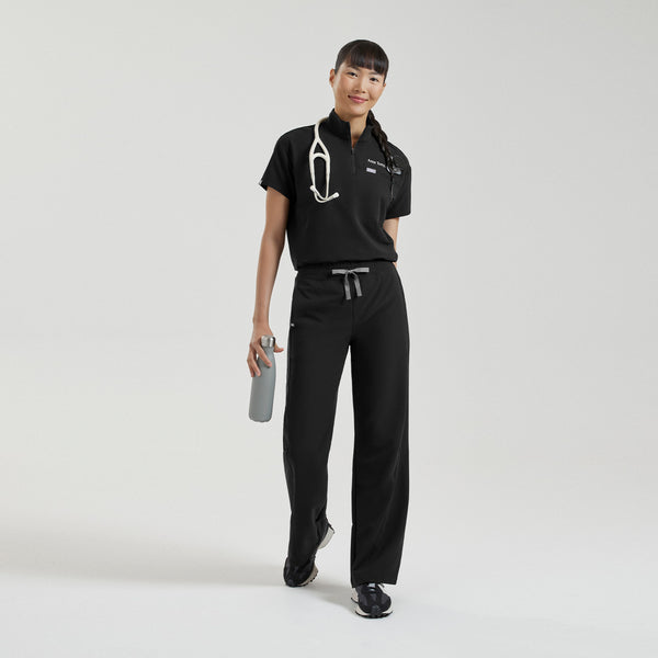 Women's Black Mina FIBREx High-Rise Wide-Leg - Scrub Pant