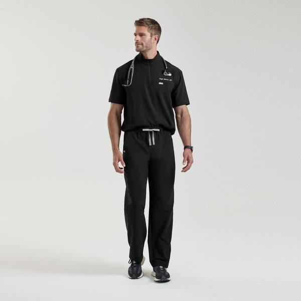 Men's Black Quincy FIBREx Mock-Neck Scrub Top