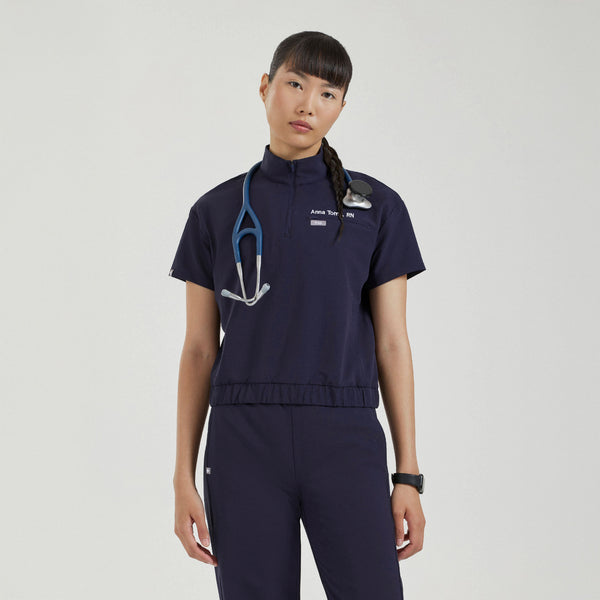 Women's Navy Camrose FIBREx Mock-Neck Scrub Top