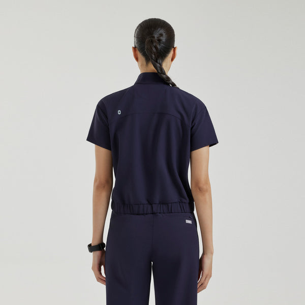 Women's Navy Camrose FIBREx Mock-Neck Scrub Top