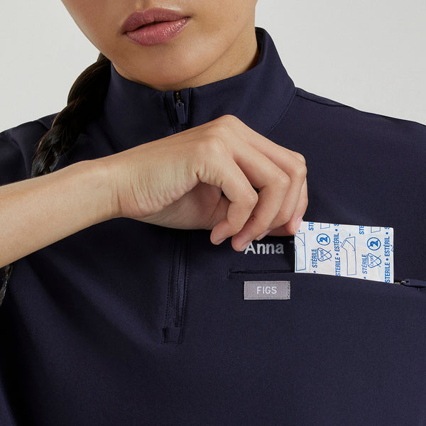 Women's Navy Camrose FIBREx Mock-Neck Scrub Top