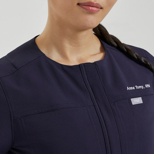 Women's Navy Castella FIBREx Barrel-Leg - Petite ScrubJumpsuit™