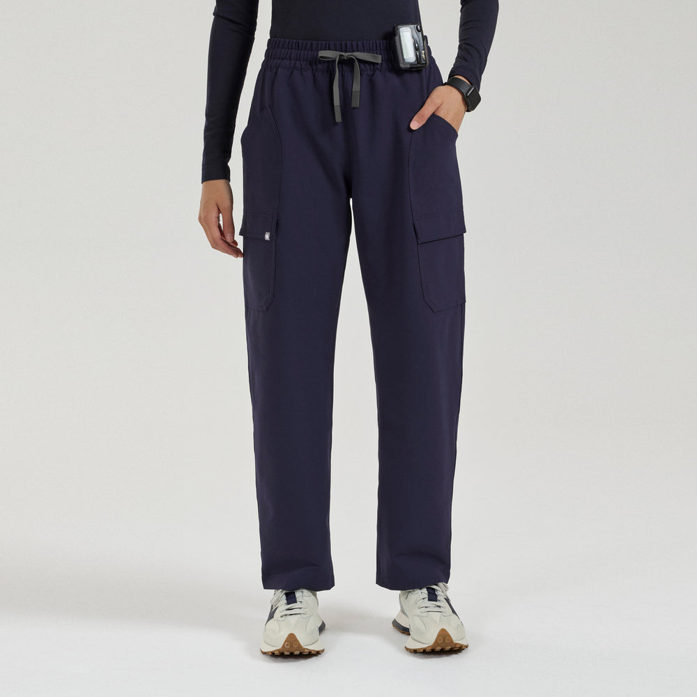 Women's Navy Jenner FIBREx Barrel-Leg - Petite Scrub Pant
