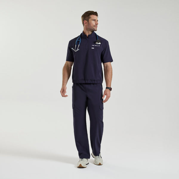 Men's Navy Quincy FIBREx Mock-Neck Scrub Top