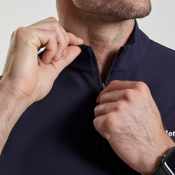 Men's Navy Quincy FIBREx Mock-Neck Scrub Top