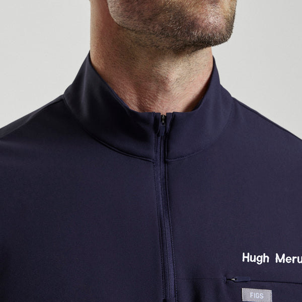 Men's Navy Quincy FIBREx Mock-Neck Scrub Top