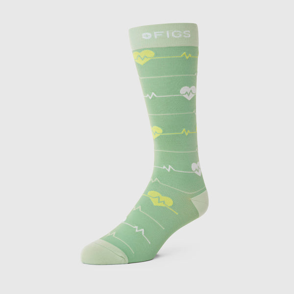 Unisex Dark Sagewater Heartbeat - Compression Socks