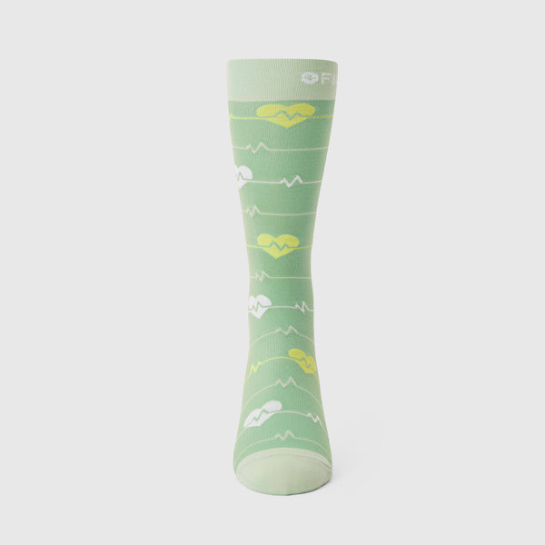 Unisex Dark Sagewater Heartbeat - Compression Socks