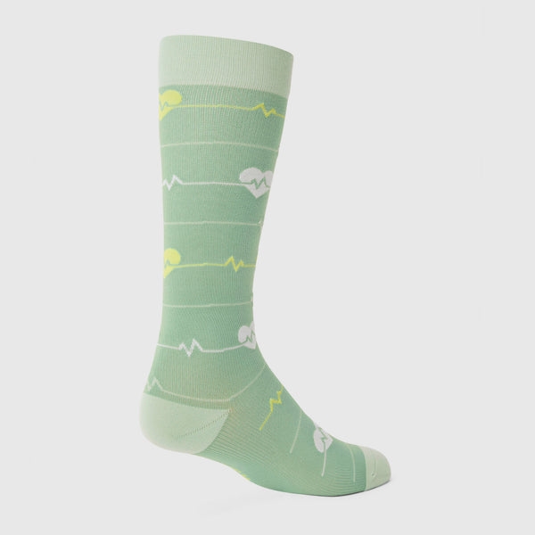 Unisex Dark Sagewater Heartbeat - Compression Socks