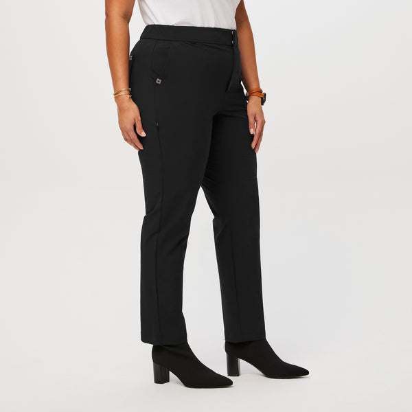 women's Black FIGSPRO™ Skinny Zip Fly - Petite Trouser