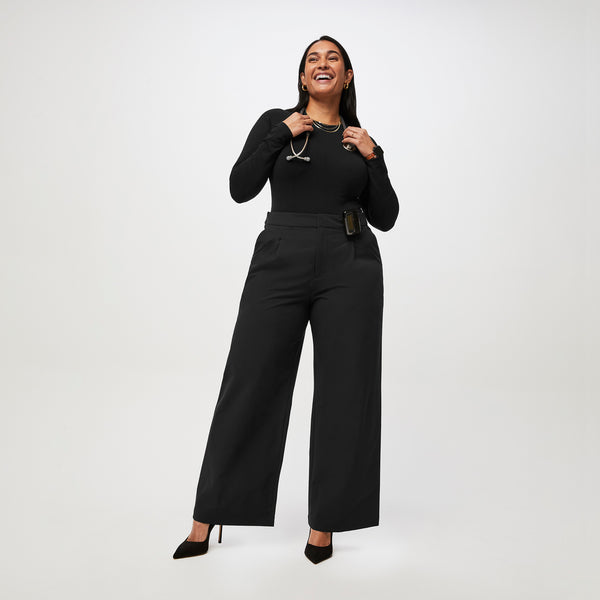 women's Black FIGSPRO™ High Waisted Wide Leg - Tall Trouser