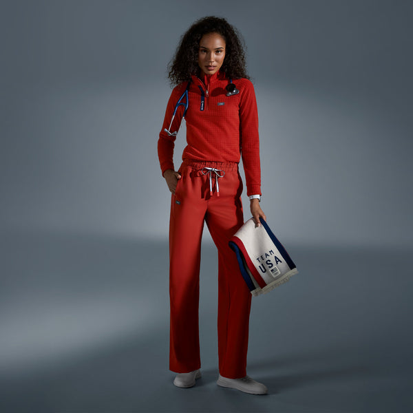 women's Team USA Red FIGS x Team USA On-Shift - Fleece ¼ Zip Top™