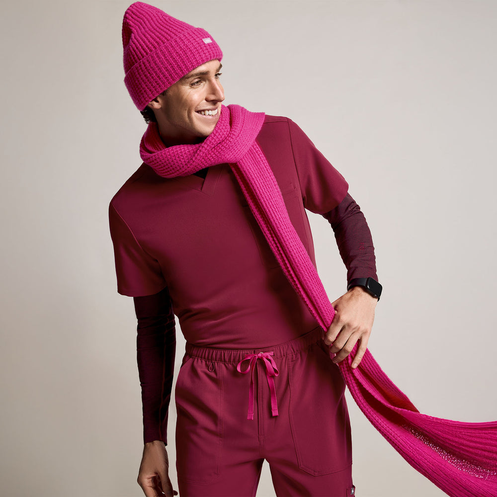 men's Deep Cranberry Leon - Three-Pocket Scrub Top™