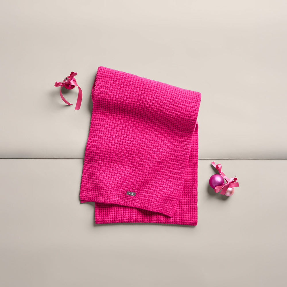 Shocking Pink Waffle Scarf