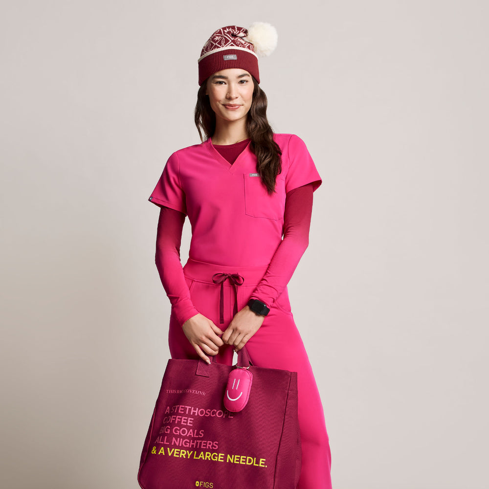 women's Shocking Pink Catarina Petite One-Pocket Scrub Top™