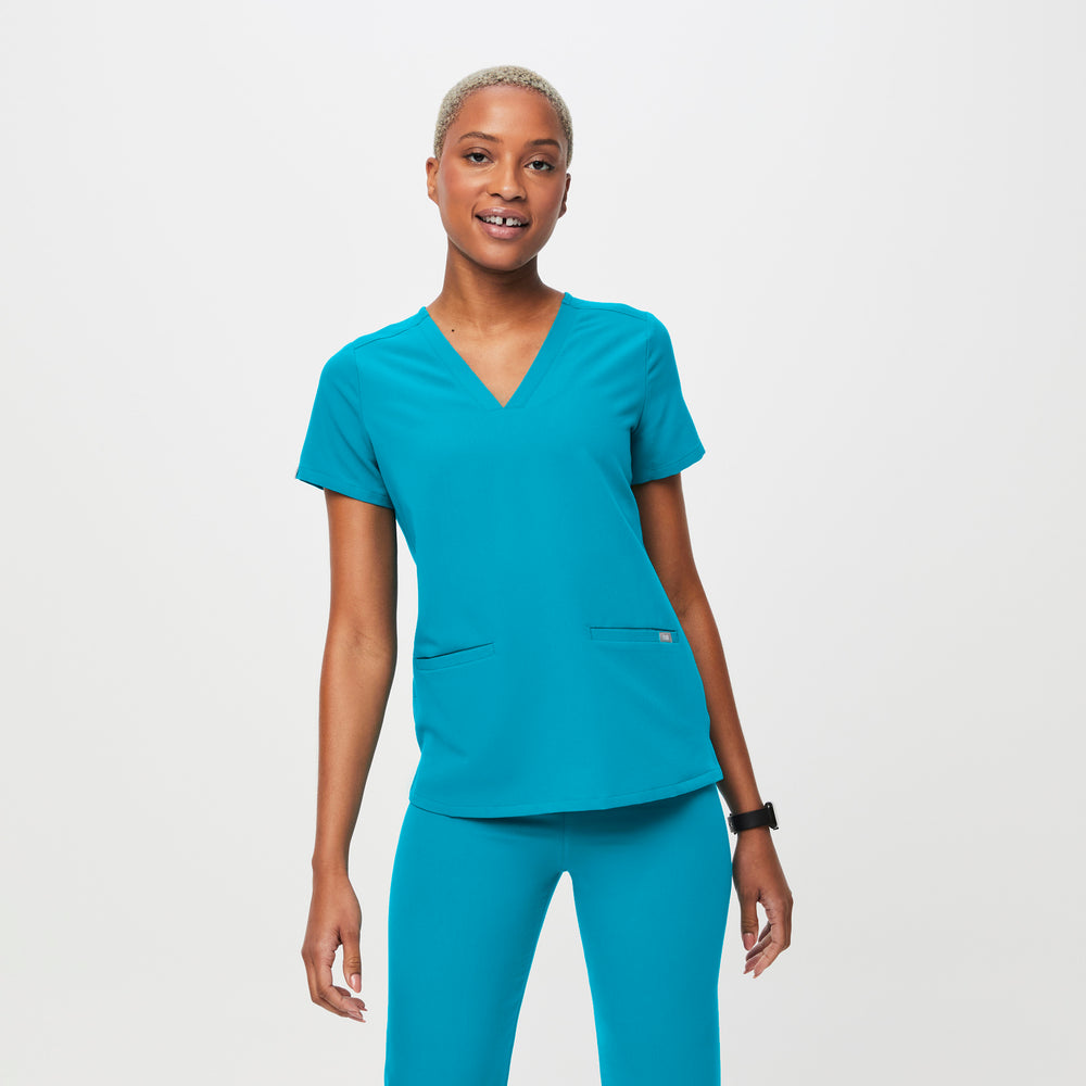 women's Teal Casma - Three-Pocket Scrub Top™