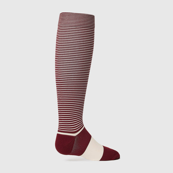 Men's Burgundy Double Stripe - Compression Socks