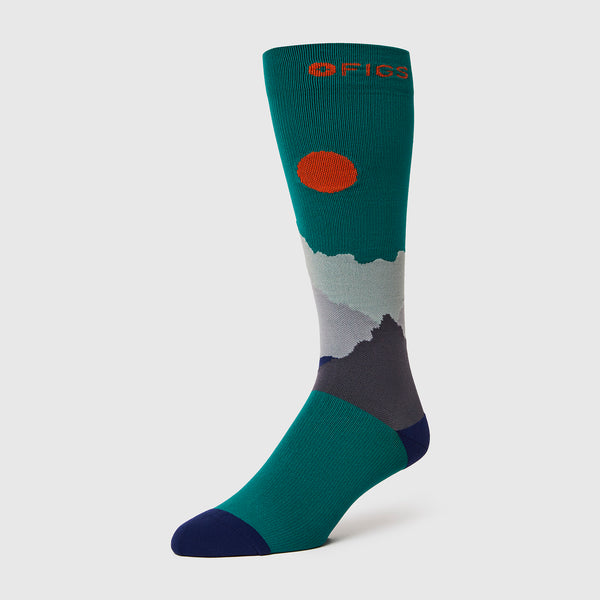 men's Forest Green Mountains - Compression Socks