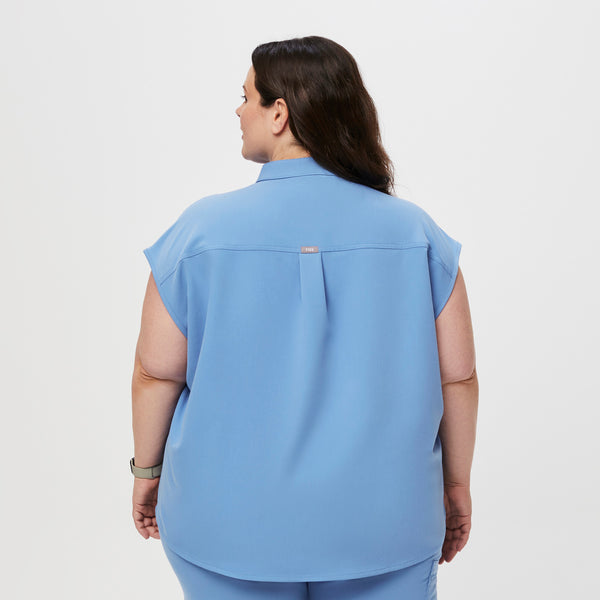 women's Ceil Blue Rafaela™ - Oversized  Scrub Top (3XL - 6XL)