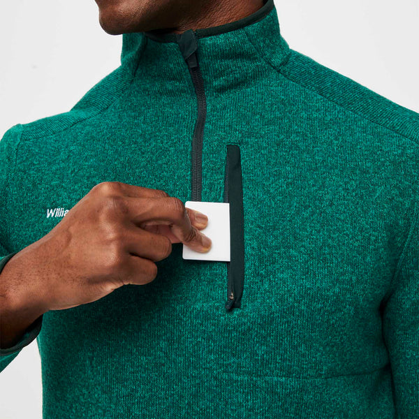 Men's Heather Forest Green On-Shift™ Half  Zip - Sweater Knit