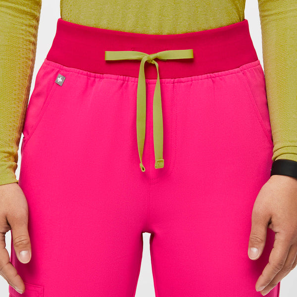 women's Shocking Pink High Waisted Zamora™ - Petite Jogger Scrub Pants