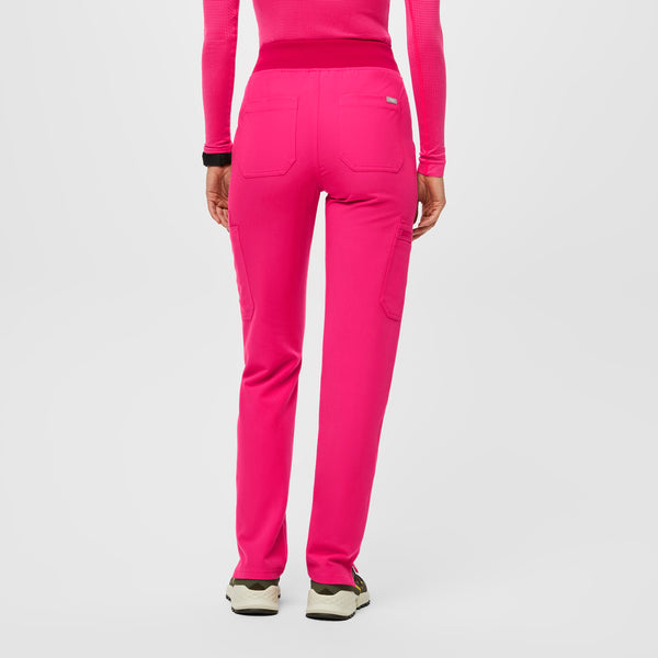 women's Shocking Pink High Waisted Yola™ - Petite Skinny Scrub Pants ( 3XL - 6XL)