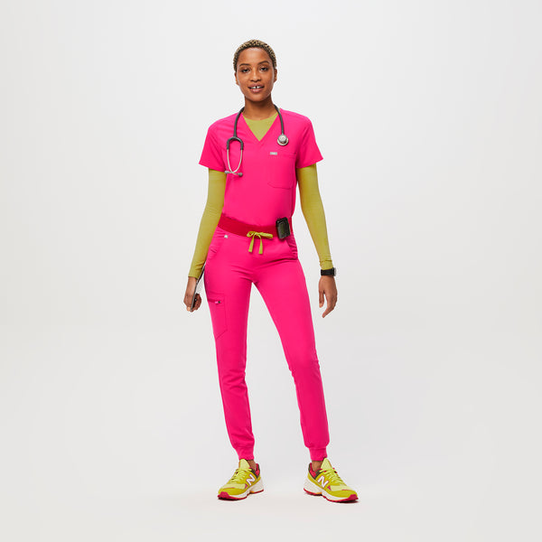 women's Shocking Pink Zamora™ - Petite Jogger Scrub Pants