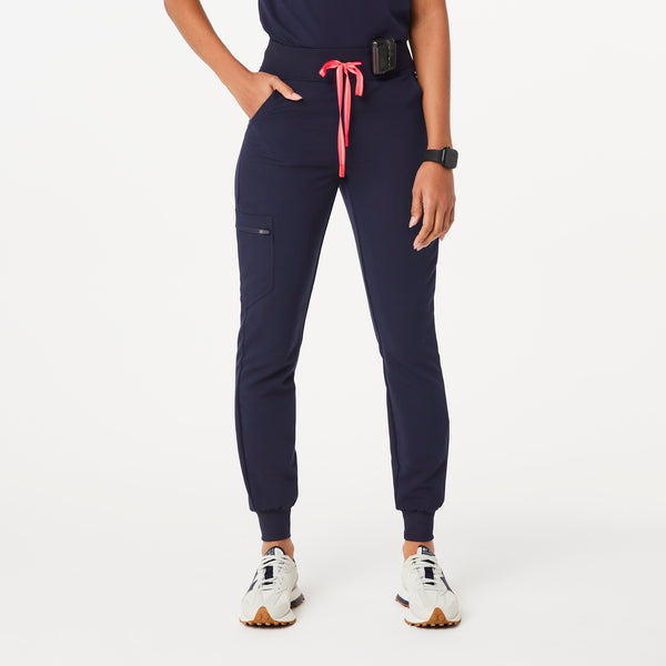 women's Racing Navy High Waisted Zamora™ - Tall Jogger Scrub Pants (3XL - 6XL)