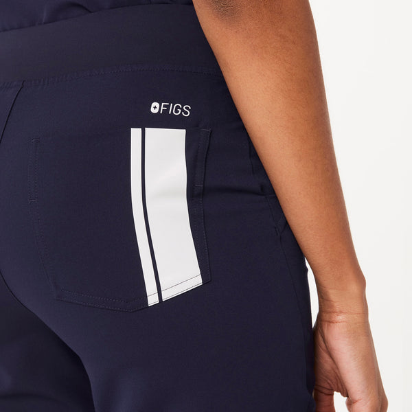 women's Racing Navy High Waisted Zamora™ - Petite Jogger Scrub Pants