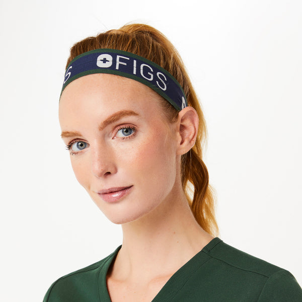 British Racing Green Elastic Headband With Buttonholes