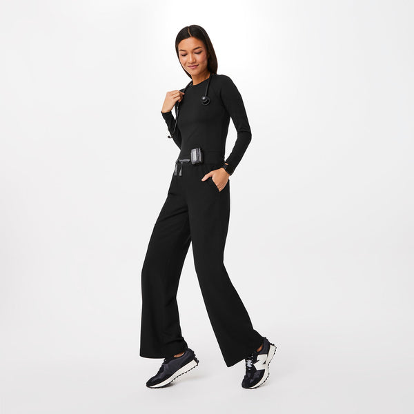 women's Black High Waisted Isabel Wide Leg - Tall Scrub Pant